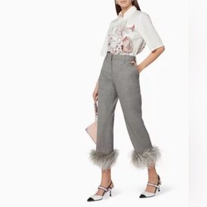 Prada grey Feather Trim Pants Size IT 42